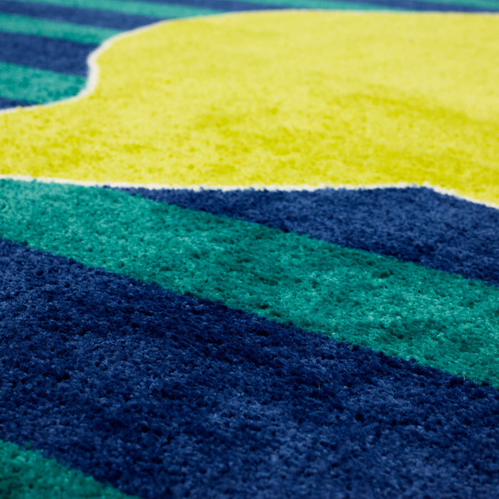 Technicolor Happy Dinosaur Blue Area Rug