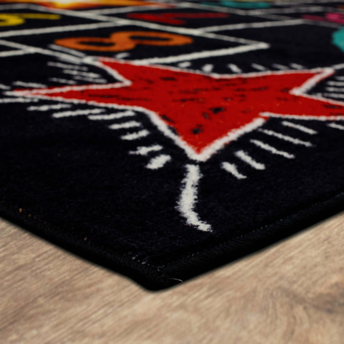 Technicolor Hopscotch Black Area Rug