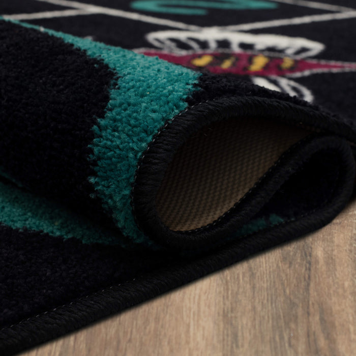 Technicolor Hopscotch Black Area Rug