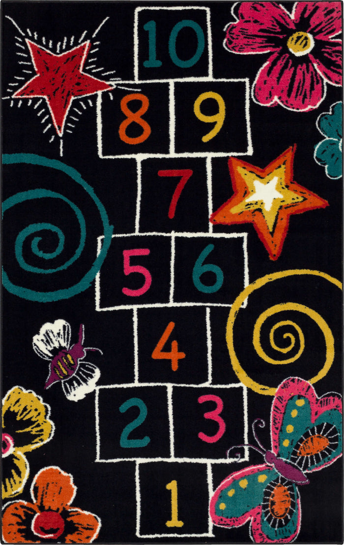 Technicolor Hopscotch Black Area Rug