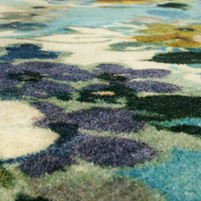 Technicolor Oakleaf Blue & Green Area Rug