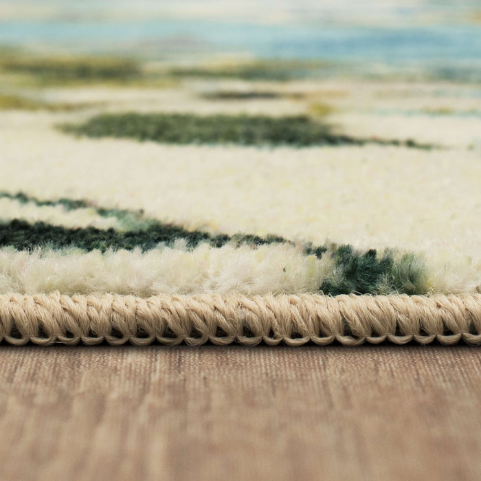 Technicolor Oakleaf Blue & Green Area Rug