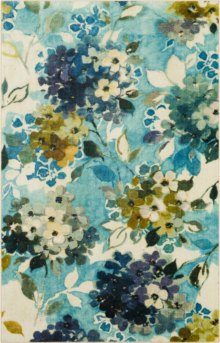 Technicolor Oakleaf Blue & Green Area Rug