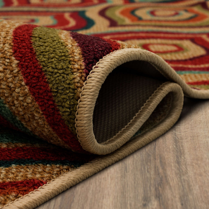 Hemingway Rochelle Brown & Orange Area Rug