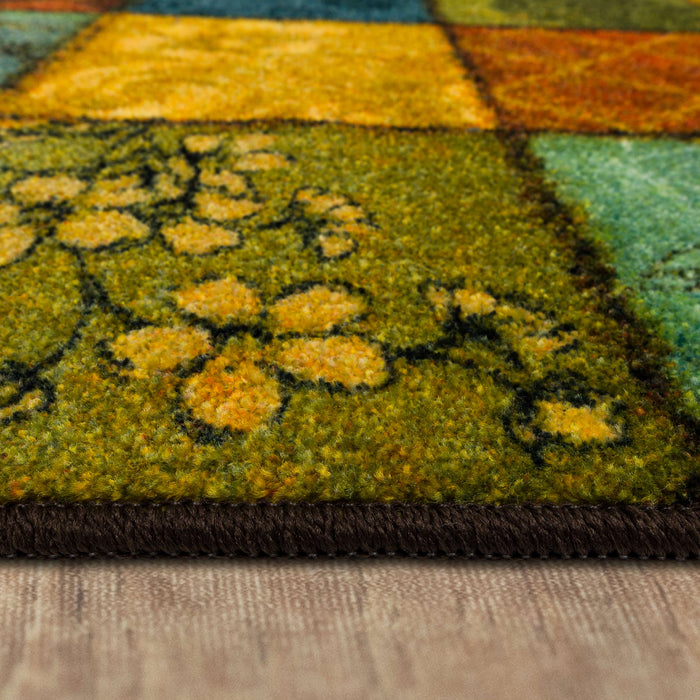Technicolor Floral Patchwork Multi Accent Rug