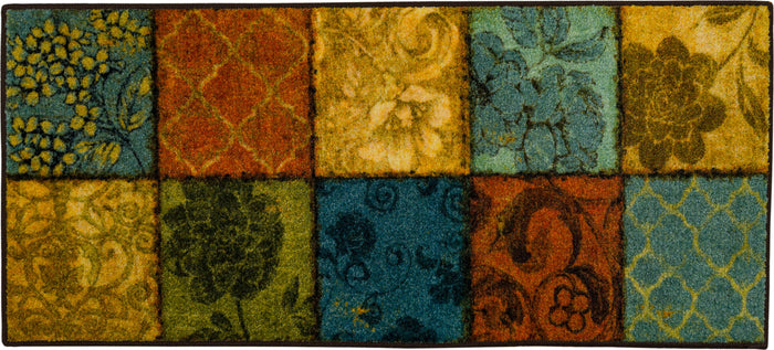 Technicolor Floral Patchwork Multi Accent Rug