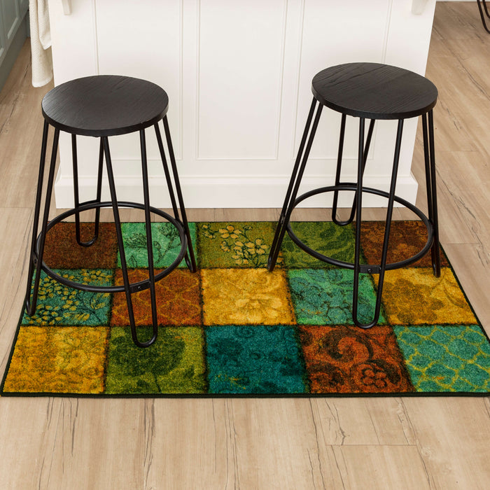 Technicolor Floral Patchwork Multi Accent Rug