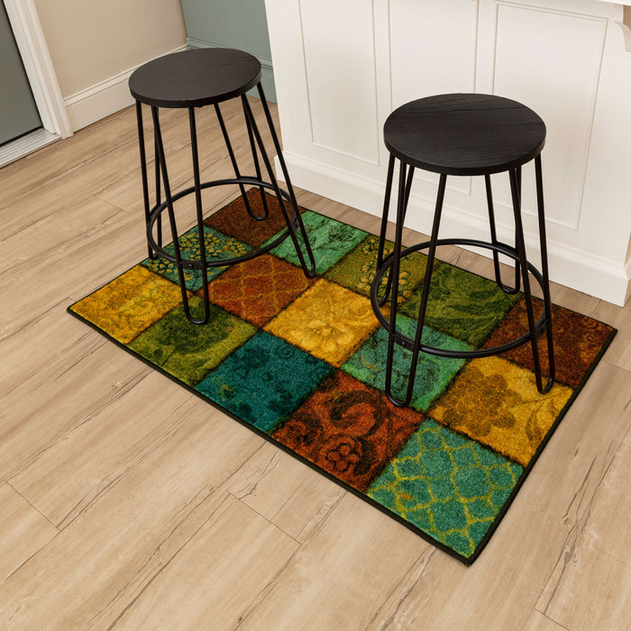 Technicolor Floral Patchwork Multi Accent Rug