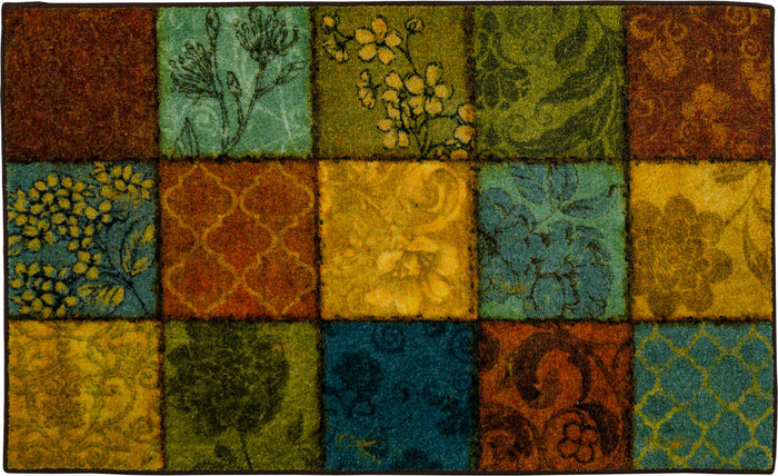Technicolor Floral Patchwork Multi Accent Rug