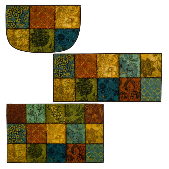 Technicolor Floral Patchwork Multi Accent Rug