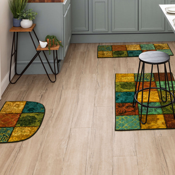Technicolor Floral Patchwork Multi Accent Rug