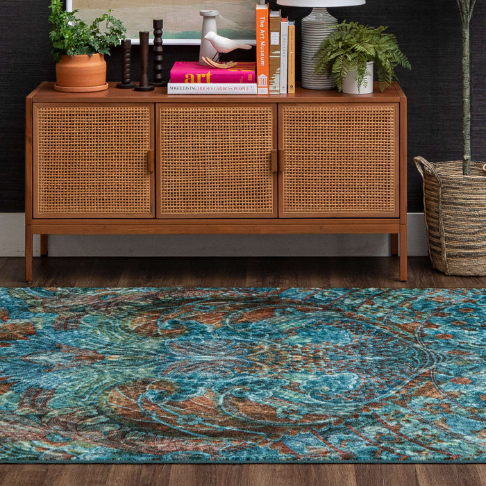 Technicolor Reverie Blue & Brown Area Rug