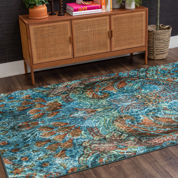 Technicolor Reverie Blue & Brown Area Rug