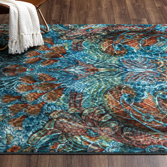 Technicolor Reverie Blue & Brown Area Rug
