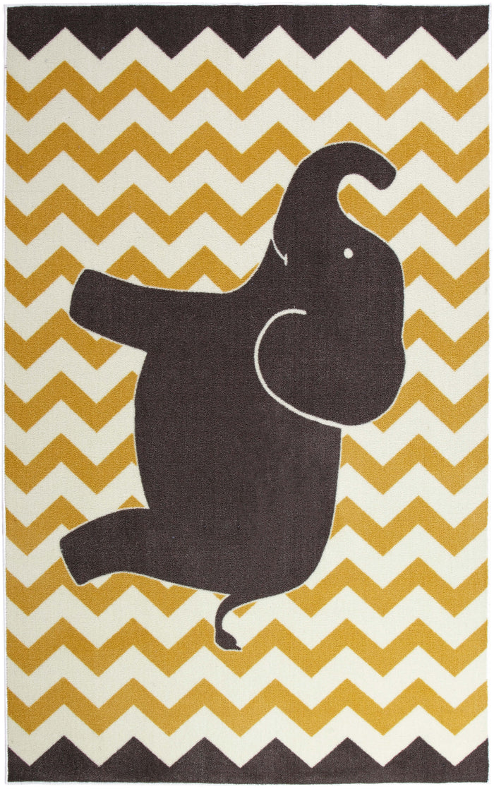 Lucia Elephant Gray & Yellow Area Rug
