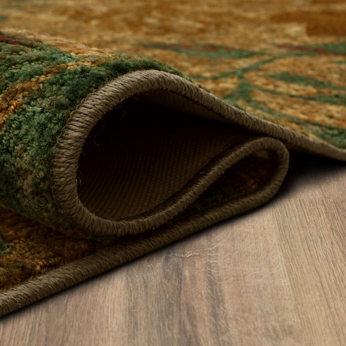 Acropolis Mums Brown & Blue Area Rug