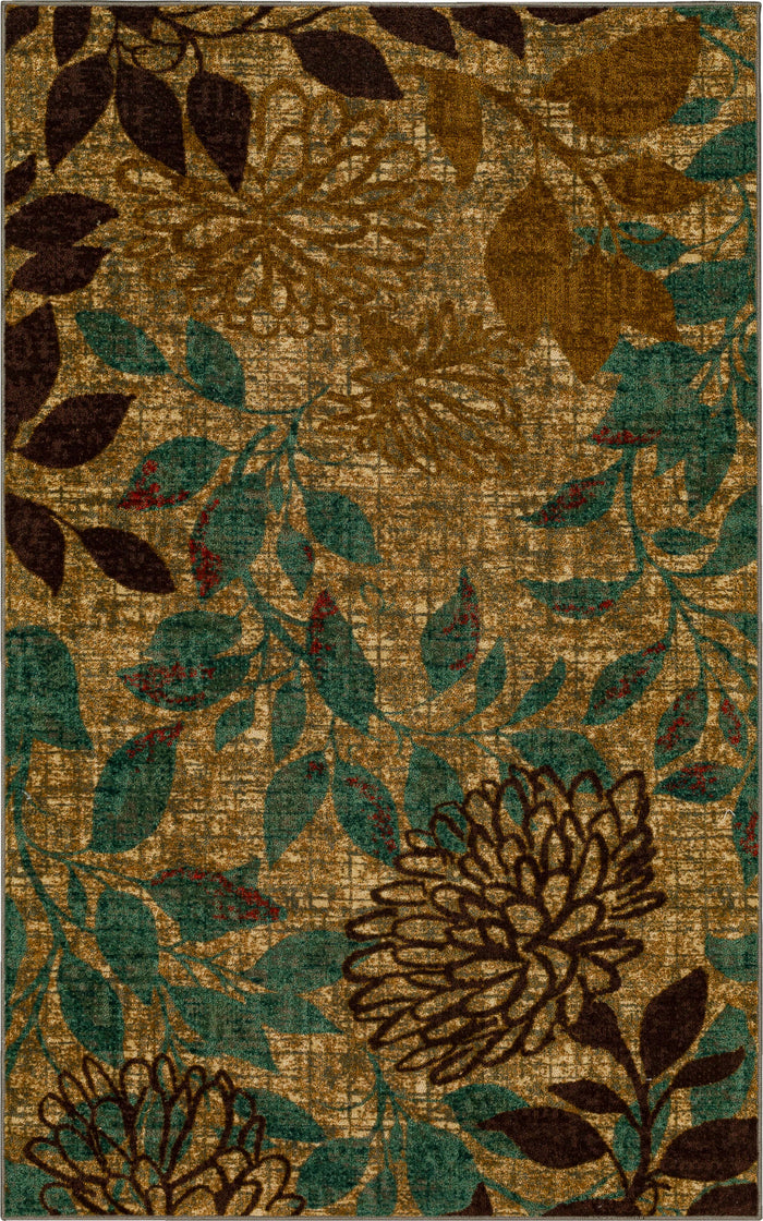 Acropolis Mums Brown & Blue Area Rug