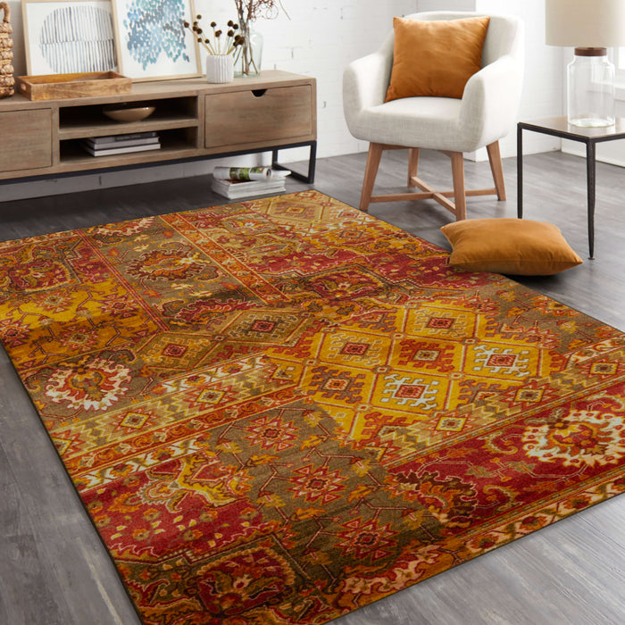 Technicolor Keystone Orange Area Rug