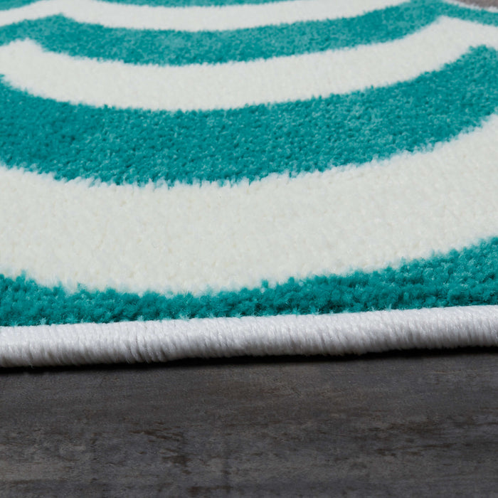 Technicolor Whale Blue Area Rug