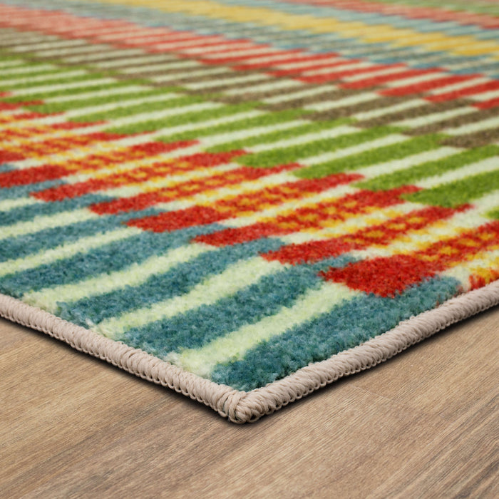 Technicolor Adella Red & Blue Area Rug
