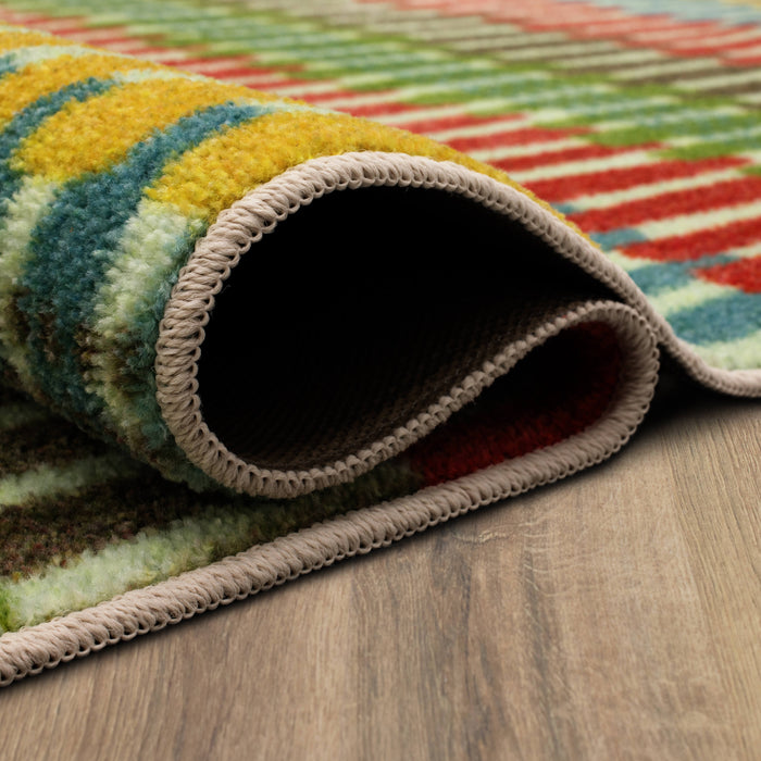 Technicolor Adella Red & Blue Area Rug