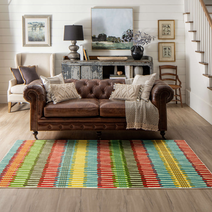 Technicolor Adella Red & Blue Area Rug