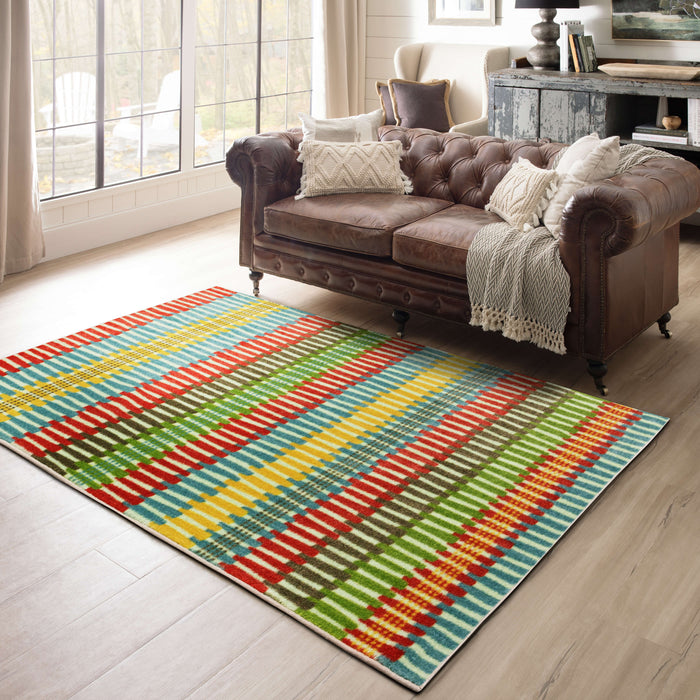 Technicolor Adella Red & Blue Area Rug