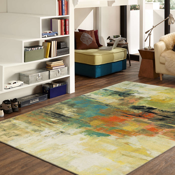 Technicolor Raine Yellow & Brown Area Rug