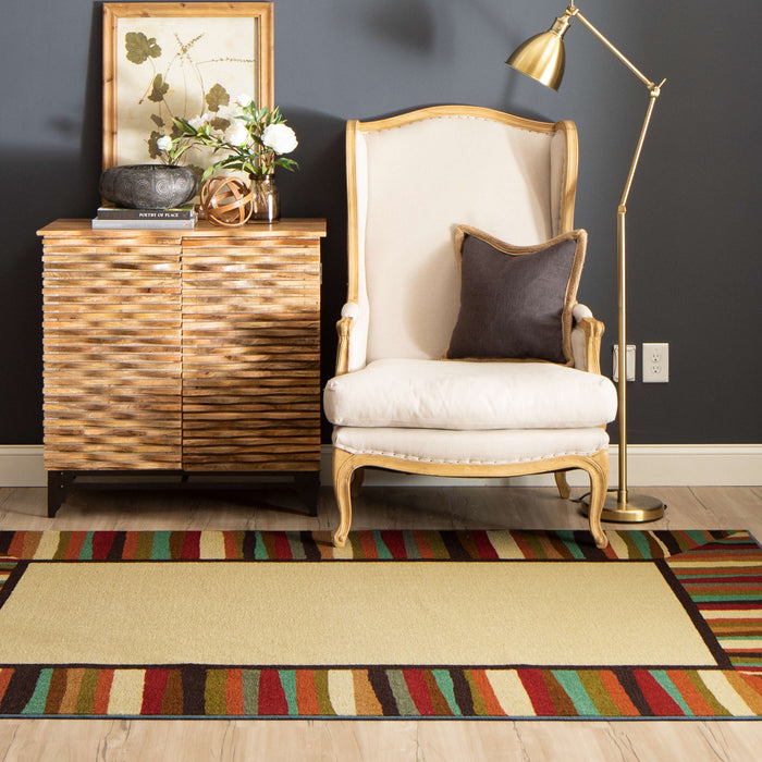 Bloom Patio White & Brown Area Rug