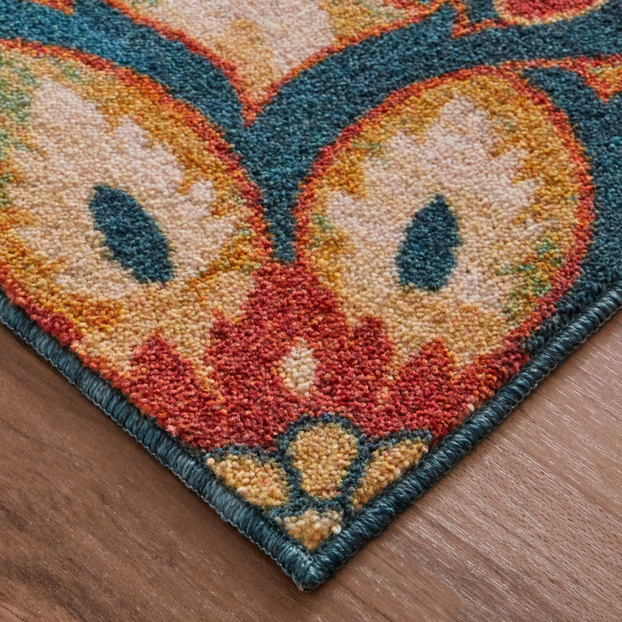 Technicolor Medallion Blue & Orange Area Rug