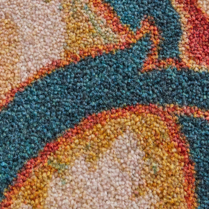 Technicolor Medallion Blue & Orange Area Rug