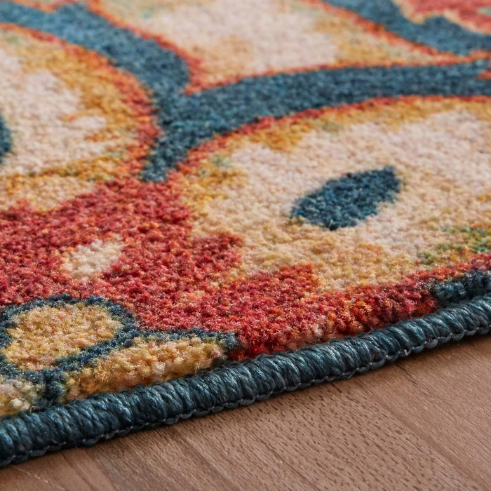 Technicolor Medallion Blue & Orange Area Rug