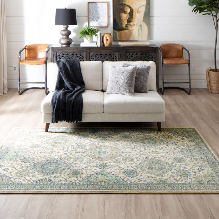 Metropolitan Farah White & Blue Area Rug
