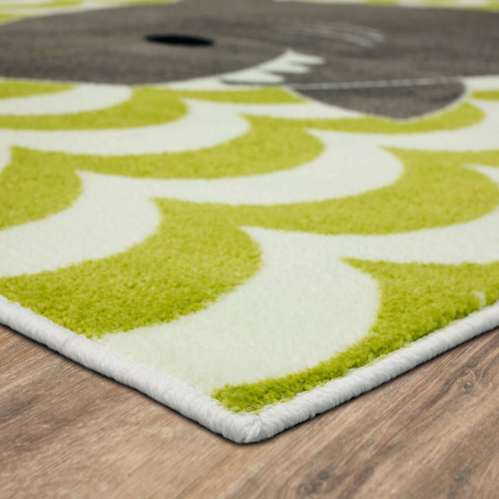 Technicolor Happy Shark Lime Green Area Rug