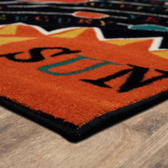 Technicolor Solar System Black Area Rug