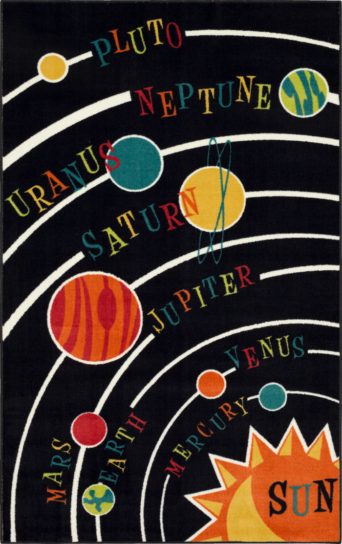 Technicolor Solar System Black Area Rug