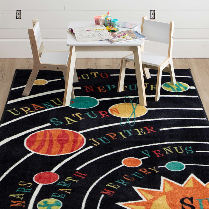 Technicolor Solar System Black Area Rug