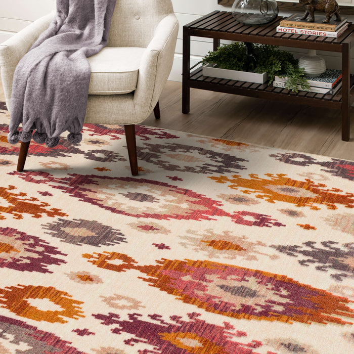 Technicolor Nomad White & Pink Area Rug