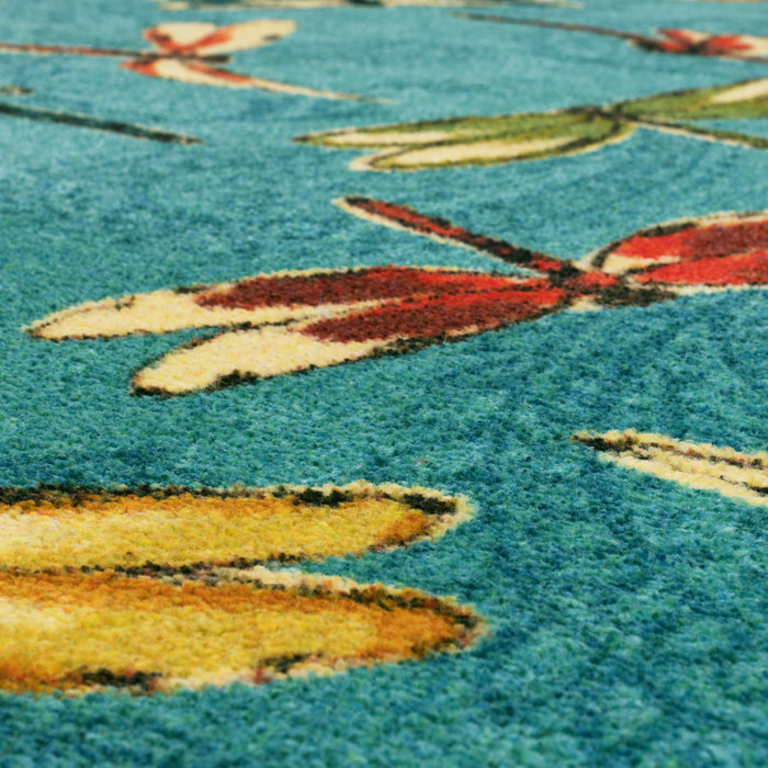 Technicolor Wild Dragonflies Blue Area Rug