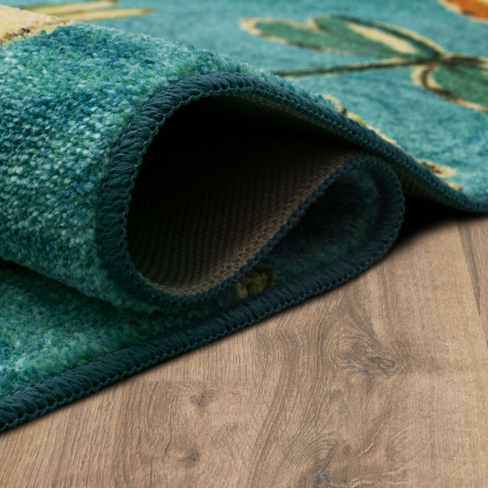Technicolor Wild Dragonflies Blue Area Rug