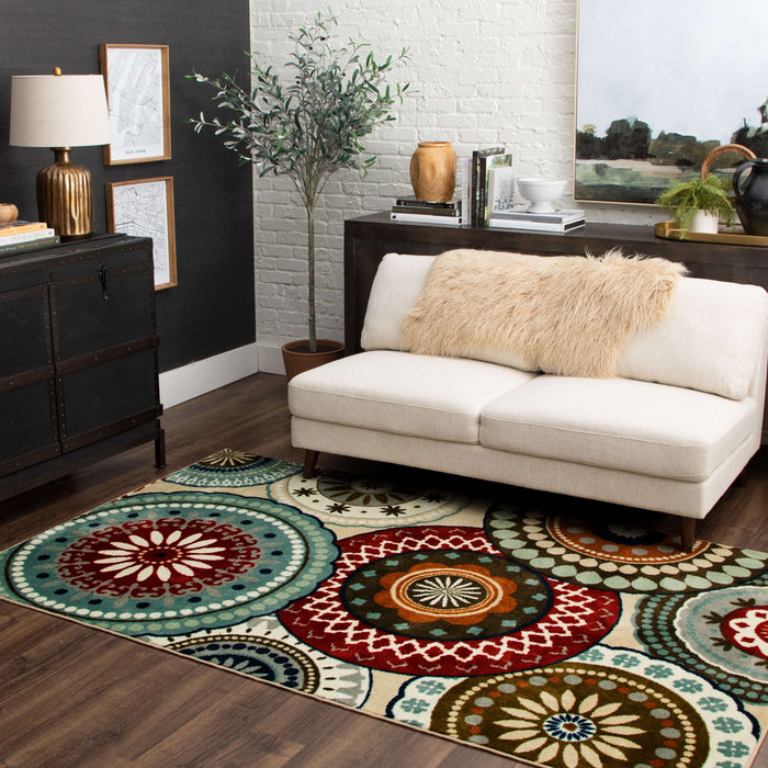 Lucia Suzani White & Blue Area Rug