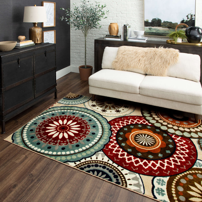 Lucia Suzani White & Blue Area Rug