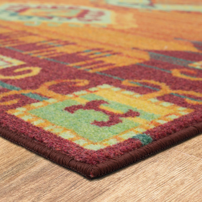 Technicolor Legends Orange & Blue Area Rug