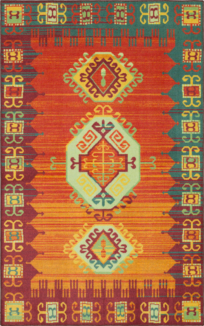 Technicolor Legends Orange & Blue Area Rug