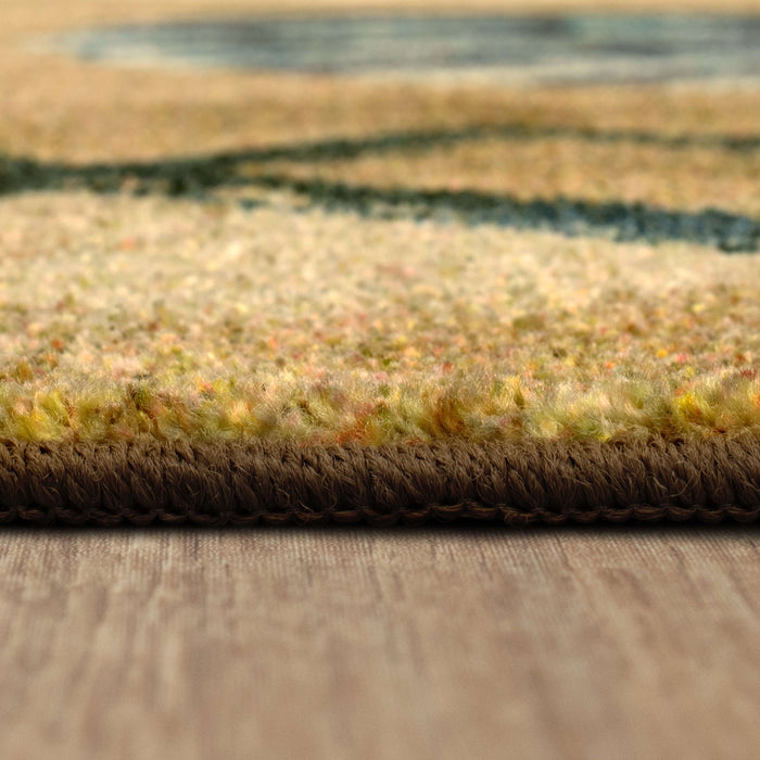 Technicolor Seashore Brown & Blue Area Rug