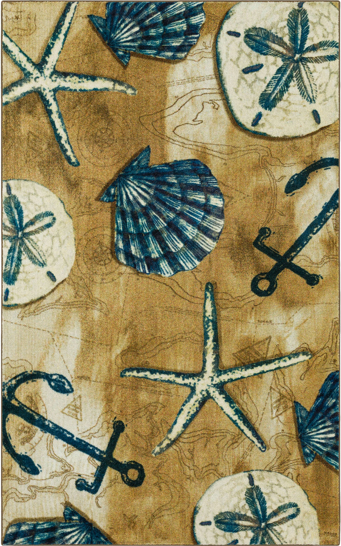 Technicolor Seashore Brown & Blue Area Rug