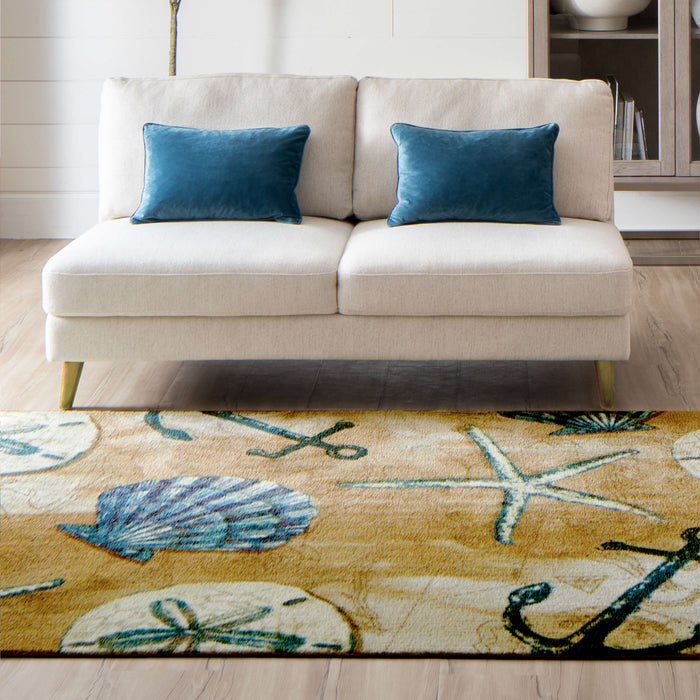 Technicolor Seashore Brown & Blue Area Rug