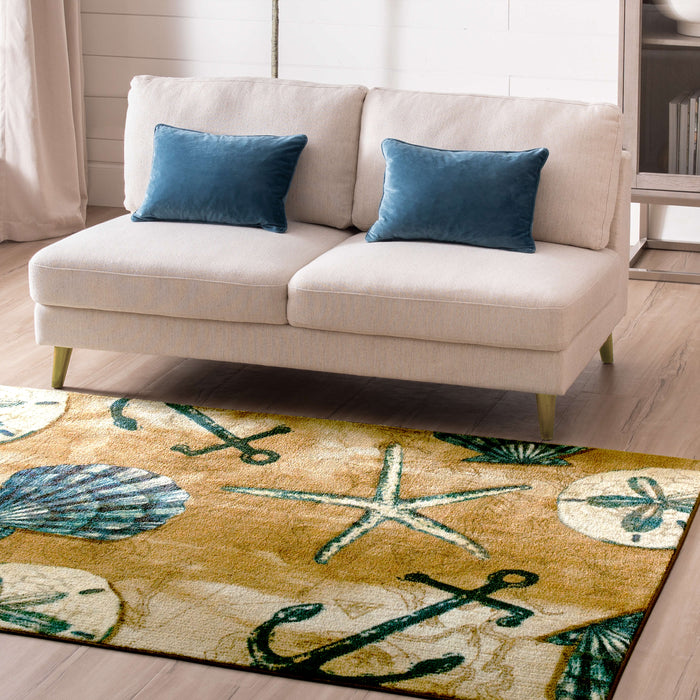 Technicolor Seashore Brown & Blue Area Rug
