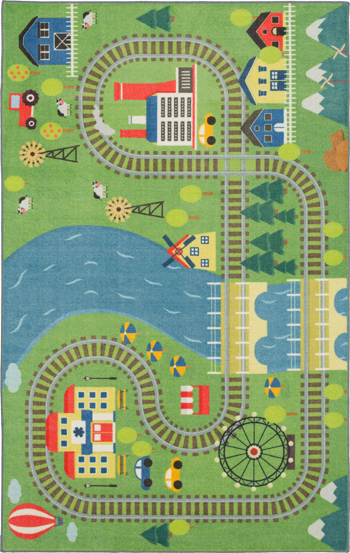 Technicolor Play Time Green Area Rug
