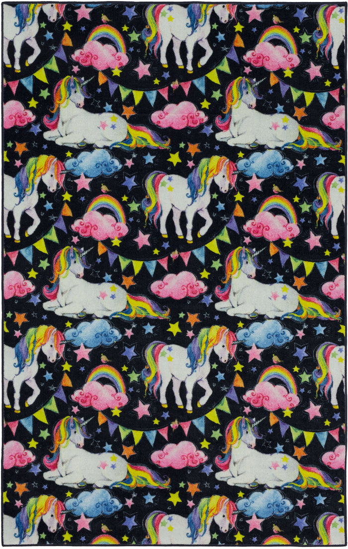 Technicolor Magical Gray & Pink Area Rug